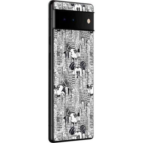 Disney Mickey Mouse Cityscape Sketch Google Pixel 6 Pro Skin